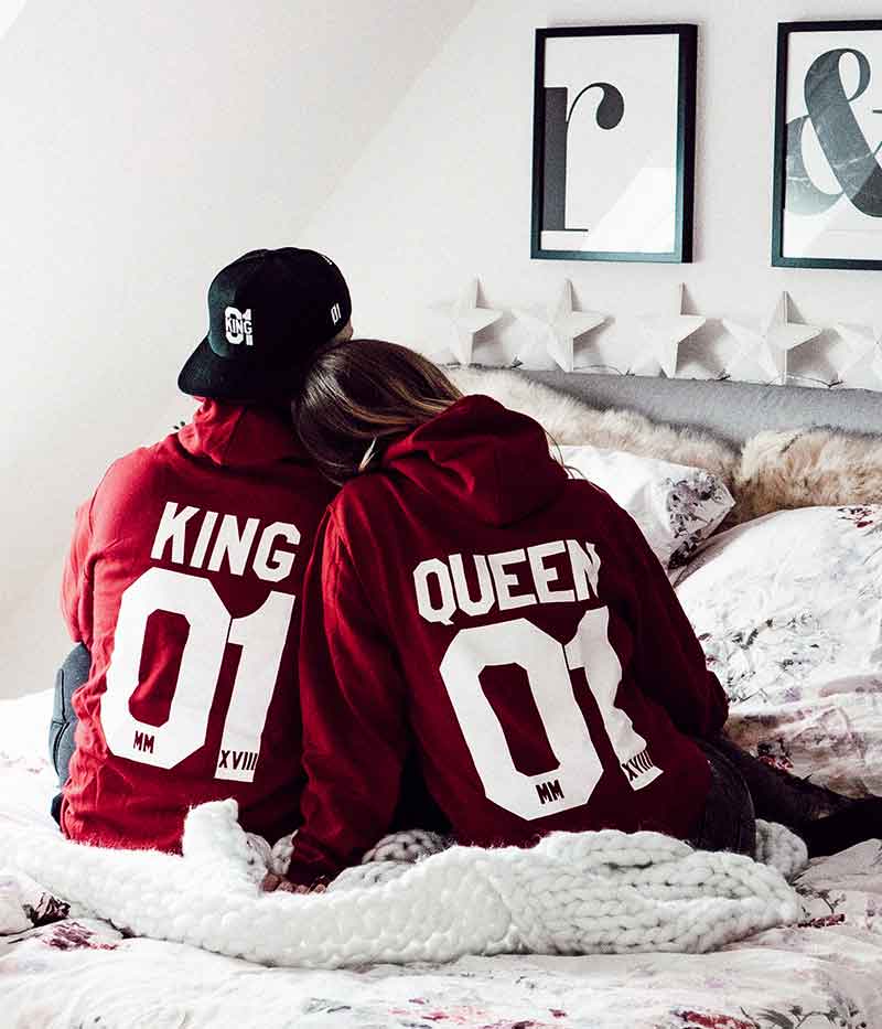 Couples Shop Kapuzenpullover KING & QUEEN Hoodie Pullover Set mit