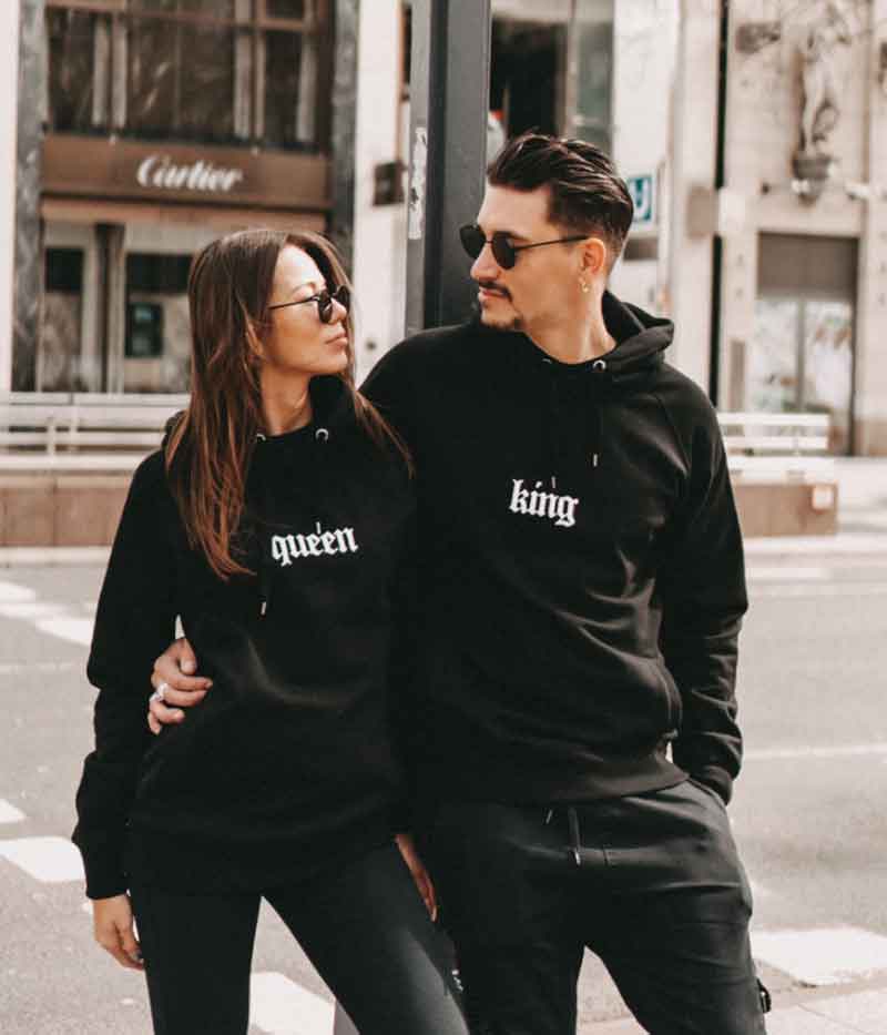 Lot de 2 sweat a capuche King Queen Old Couple Goals