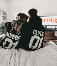 Bonnie and Clyde Couples Matching Pull-Over Hooded Sweatshirt